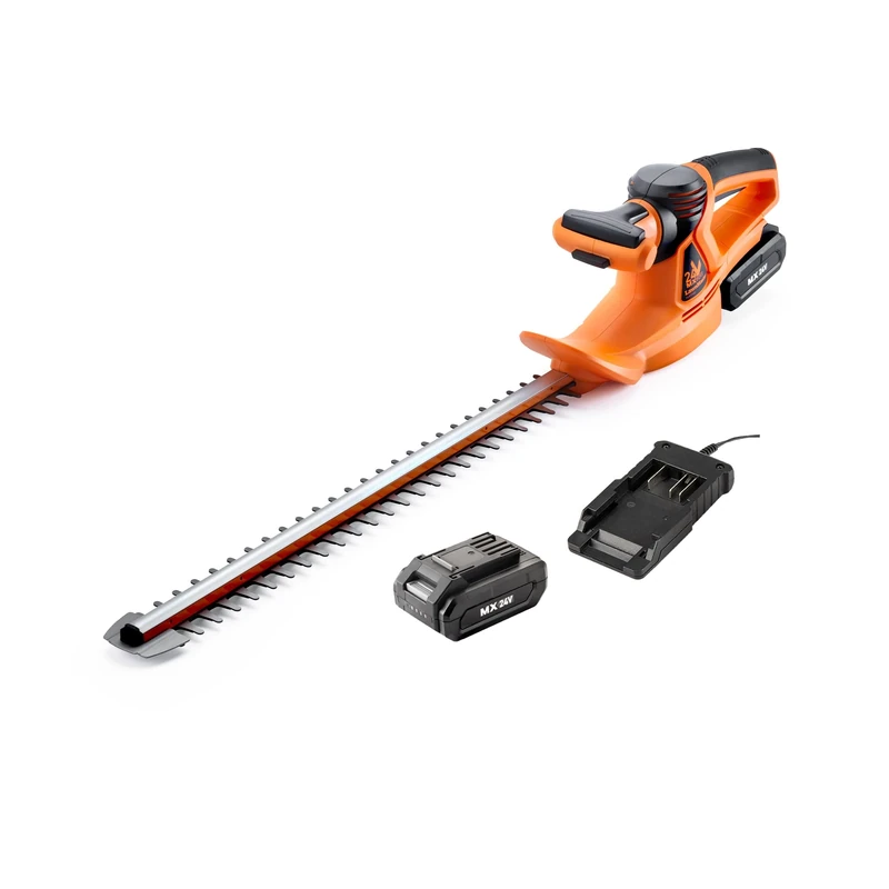 LawnMaster MX 24V 52cm Cordless Hedge Trimmer with MX 24V Lithium ion 2.0 Ah Battery and Charger - Safety Switch System, Laser cut Blade and 2 Year Guarantee