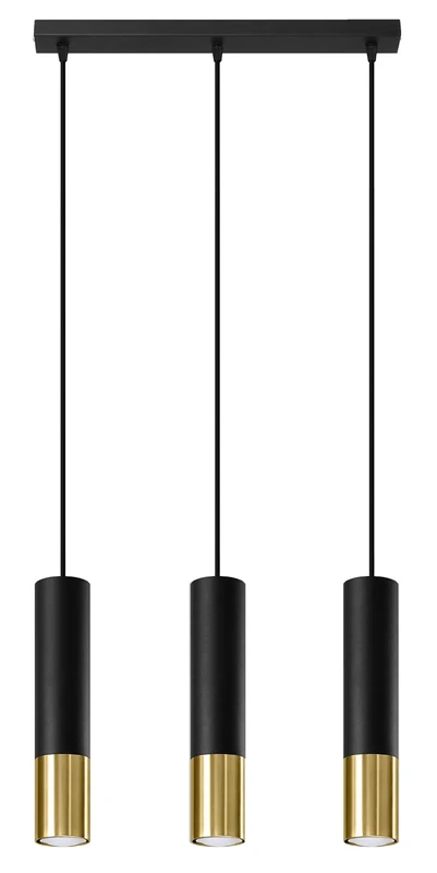 Sollux LOOPEZ SL.0954 Triple Hanging Pendant Light Black, Gold GU10