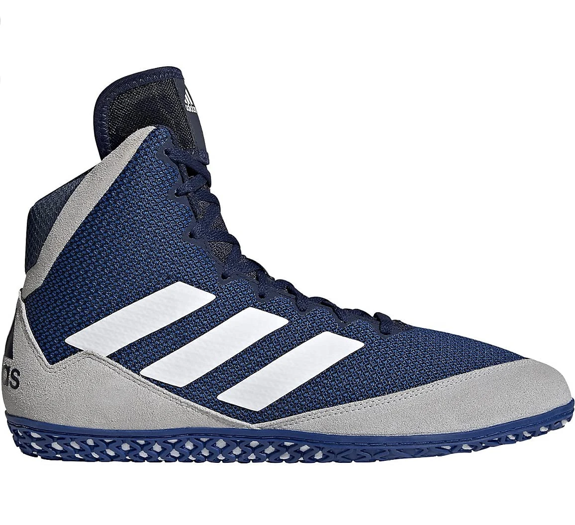 adidas Men's Mat Wizard 5 Wrestling Shoe, Navy/Grey/White, 10 UK