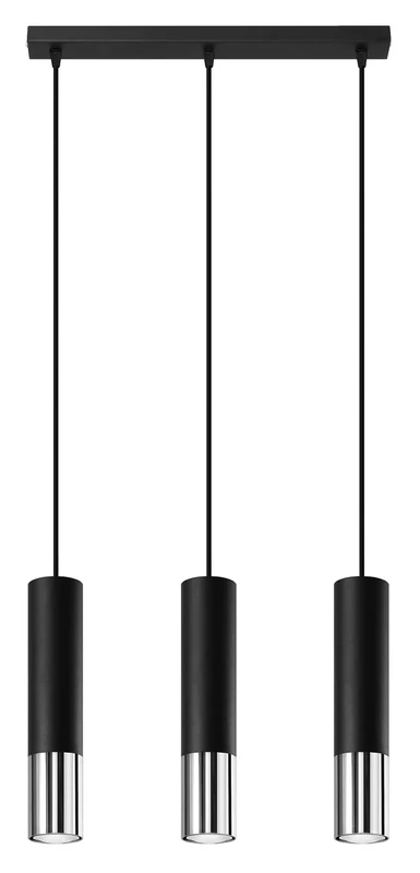 Sollux Pendant Light - Dining Table Pendant Light - Pendant Lights & Pendant Lights - Bulb Not Included - Dining Table Pendant Light Loopez 3L Black, Chrome - G9 Socket