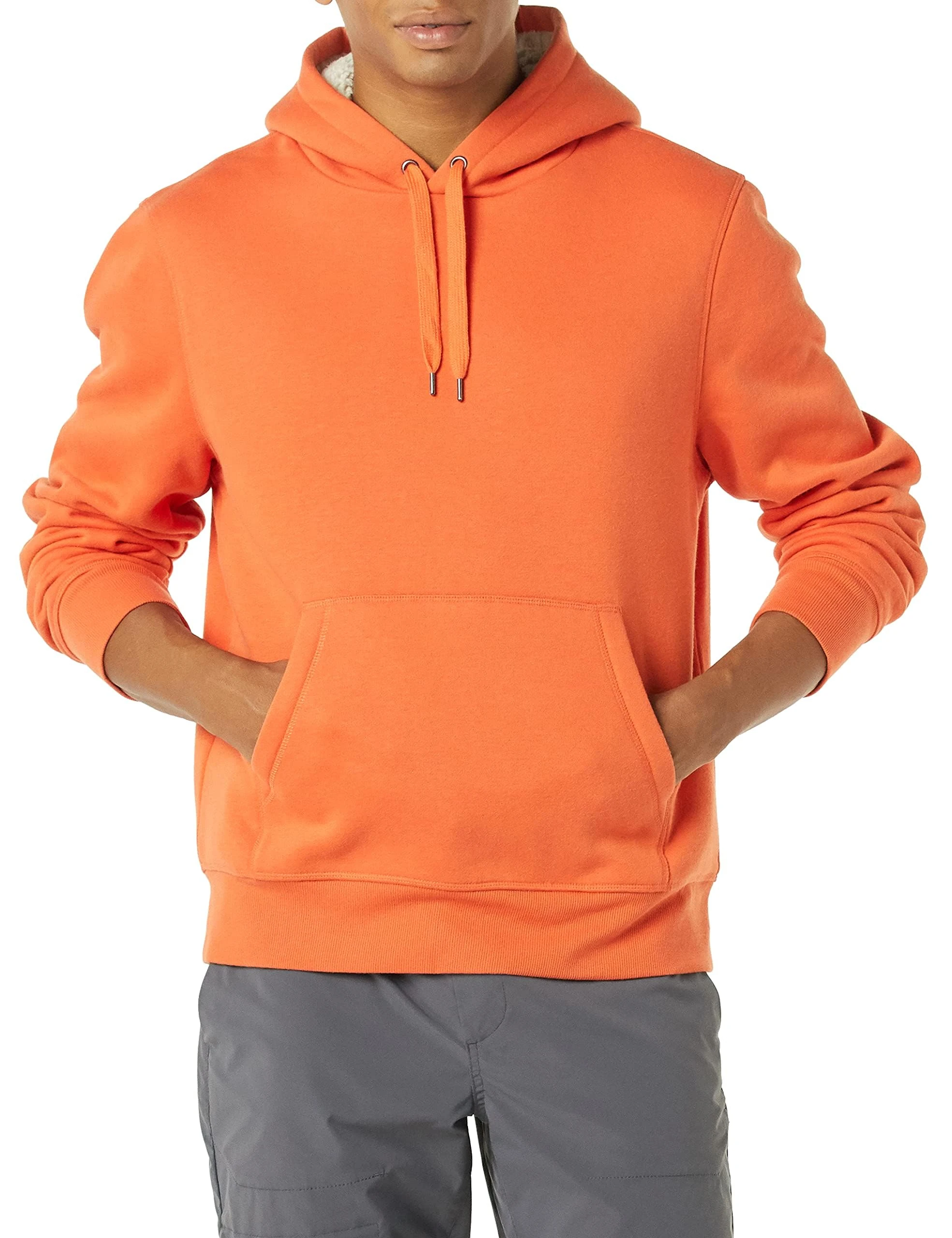 Amazon Essentials Men's Sherpa-Lined Pullover Hoodie, Orange, XL