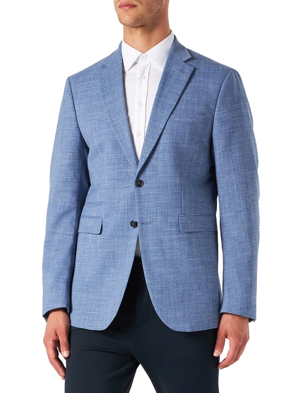 SELECTED HOMME Male Blazer Light Linen Blend Fibre, Light Blue, 36R