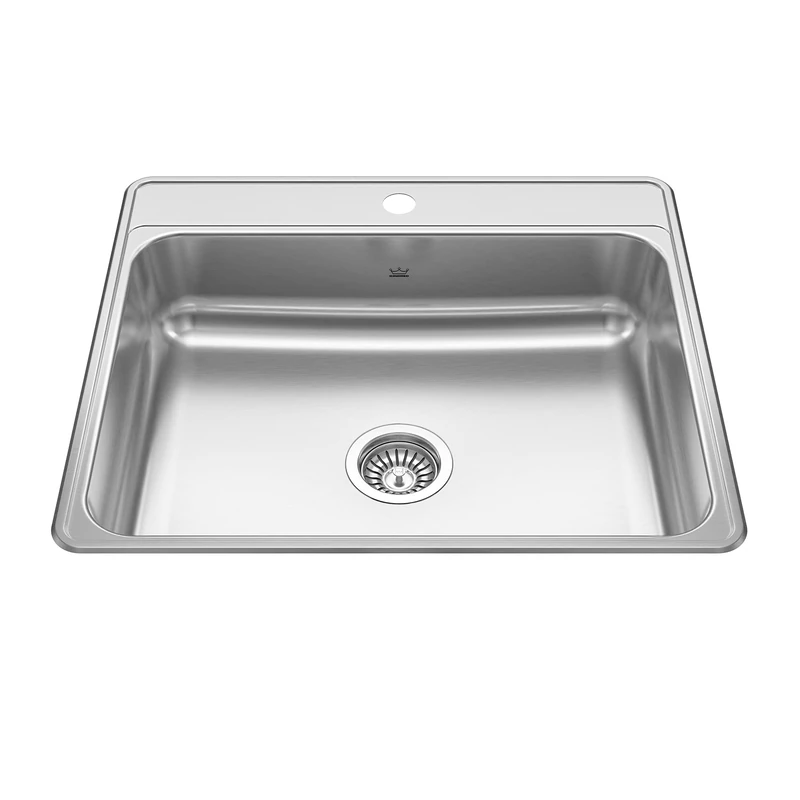 Kindred CSLA2522-8-1CBN Creemore 25-in LR x 22-in FB x 8-in DP Drop in Single Bowl 1-Hole Stainless Steel Kitchen Sink, 25" x 22"