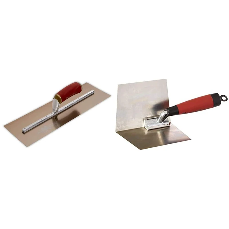 Marshalltown MPB145GSD 14x5-inch Gold Stainless Steel Plasterers Trowel & M/T23D Internal Dry Wall Corner Trowel with Durasoft Handle