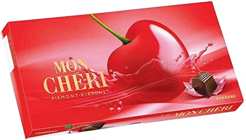 Mon Chéri Chocolates - A fine dark chocolate with cherry liqueur and cherry perfect for Mother's Day 157g