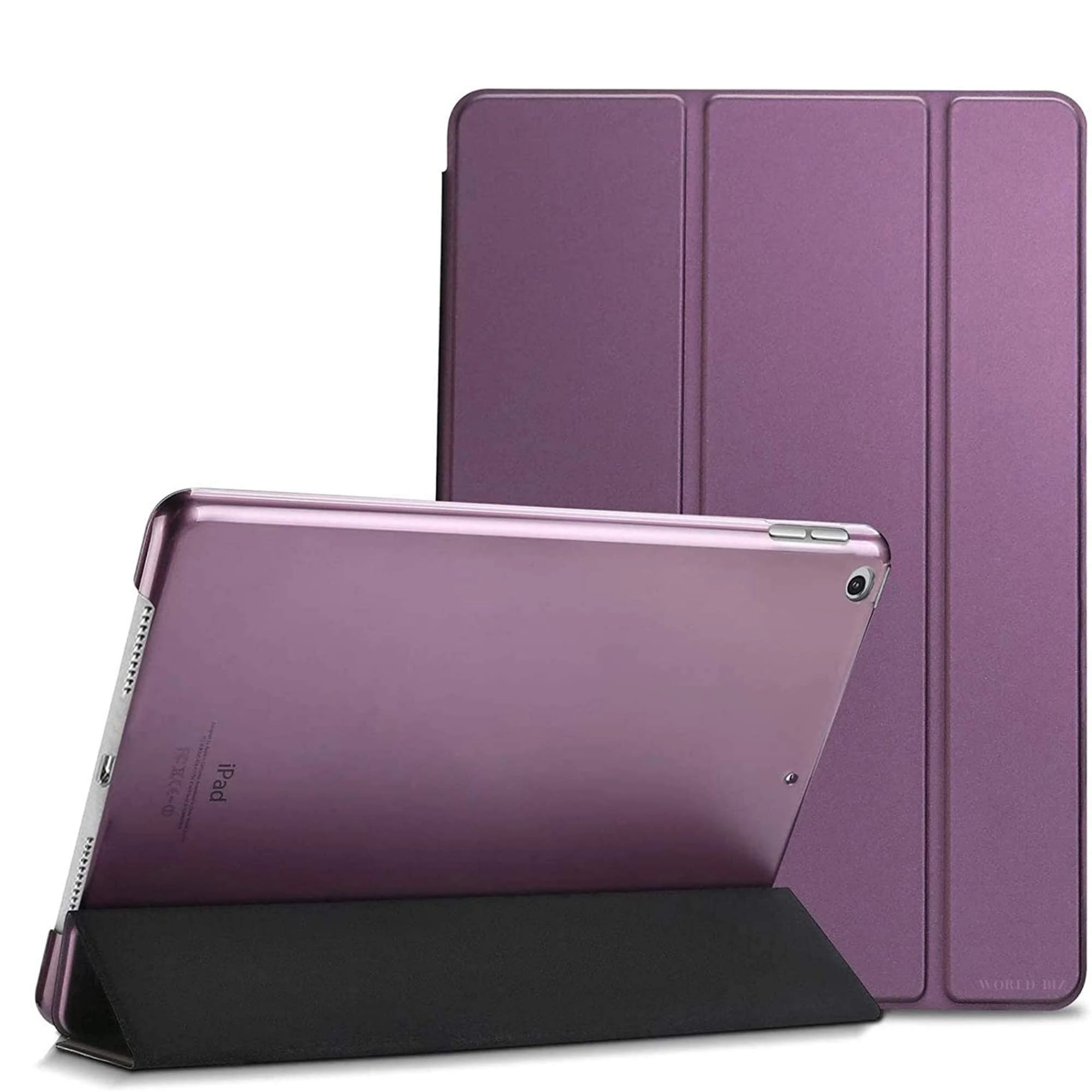 WorldBiz Smart Case For iPad 10.2" (9th Gen 2021) (8th Gen 2020), (7th Gen 2019) Ultra Slim Magnetic Cover Shell Translucent Frosted Back Cover Auto wake/Sleep (Purple)