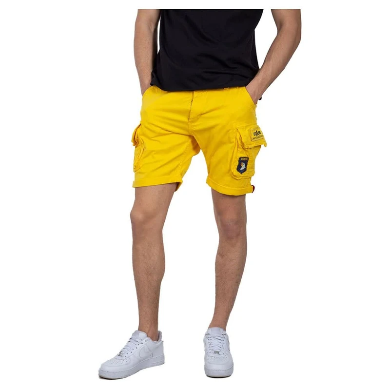ALPHA INDUSTRIES Men's Crew Patch Short Cargo, Empire Yellow, 38