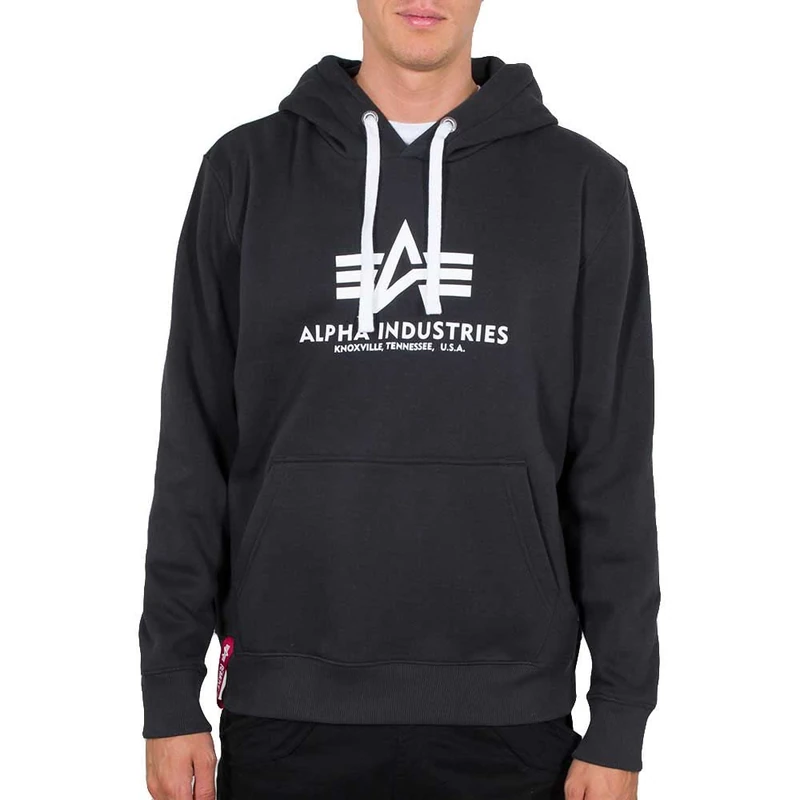 Alpha Industries Men's Basic Hoody Hooded Sweat Sweatshirt, Opaque, Iron Grey, XXS