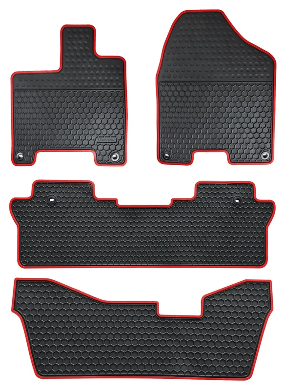 Matericuo Car Rubber Floor Mat for Honda Pilot 2016-2021 Custom Fit Black Red Auto Liner Mats All Weather Protection Heavy Duty Odorless