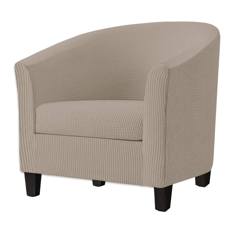 SHILV. HOME 2 Piece Tub Chair Covers with Cushion Cover,Stretch Jacquard Furniture Cover,Armchair Protector Slipcover Removable Machine Washable (Camel)