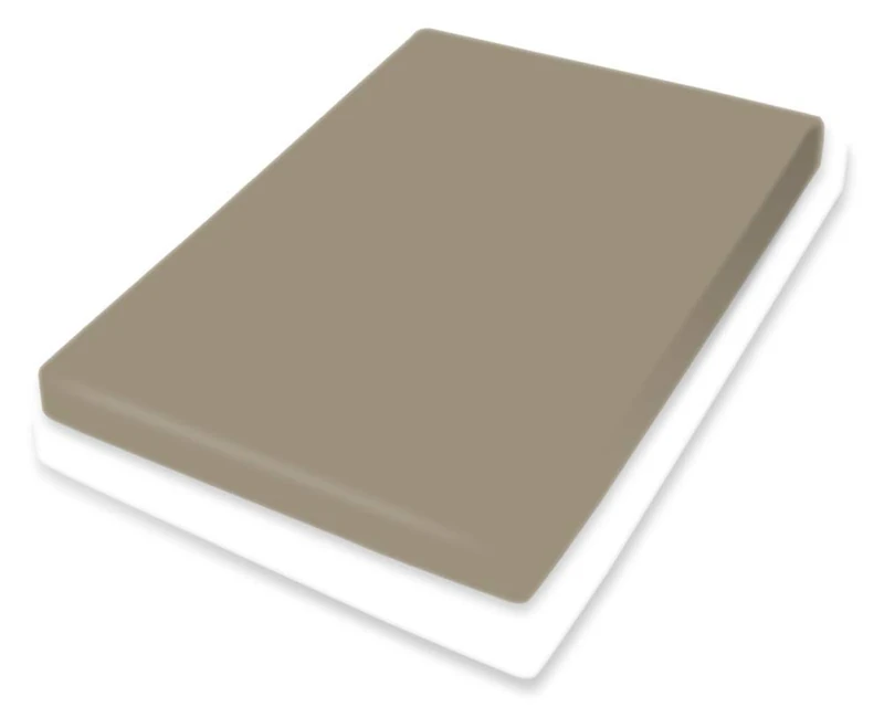Bassetti Topper 498 9302404 Fitted Sheet Plain Taupe Cotton and Elastane 90 cm x 190 cm / 100 cm x 220 cm