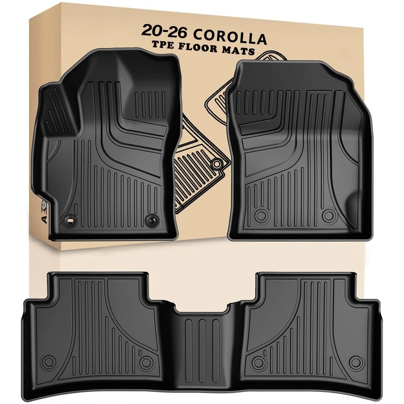Car Floor Mats for Toyota Corolla Sedan 2020-2023, Heavy Duty TPE All Weather Automotive Floor Mats, 1st & 2nd Row Full Set Rubber Floor Liners, Anti Skid Car Mats(not fit for Hatchback), Black