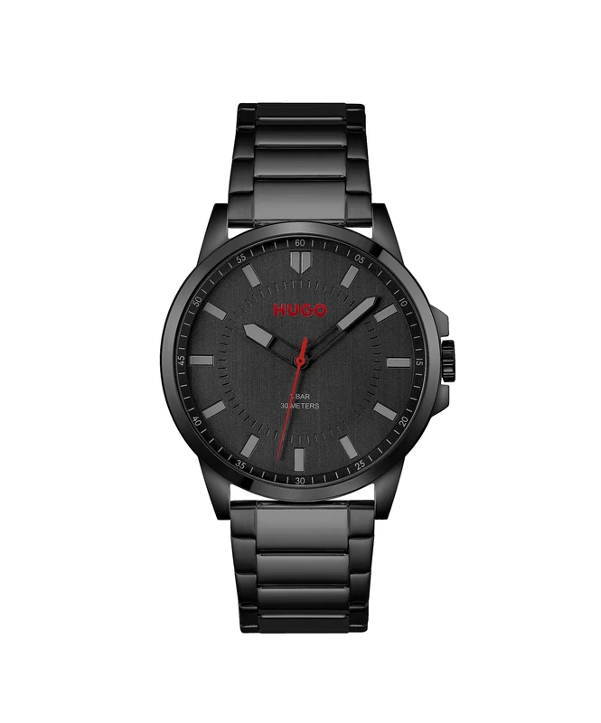 HUGO Analogue Quartz Watch for Men #First Collection with Black Stainless Steel Bracelet - 1530187