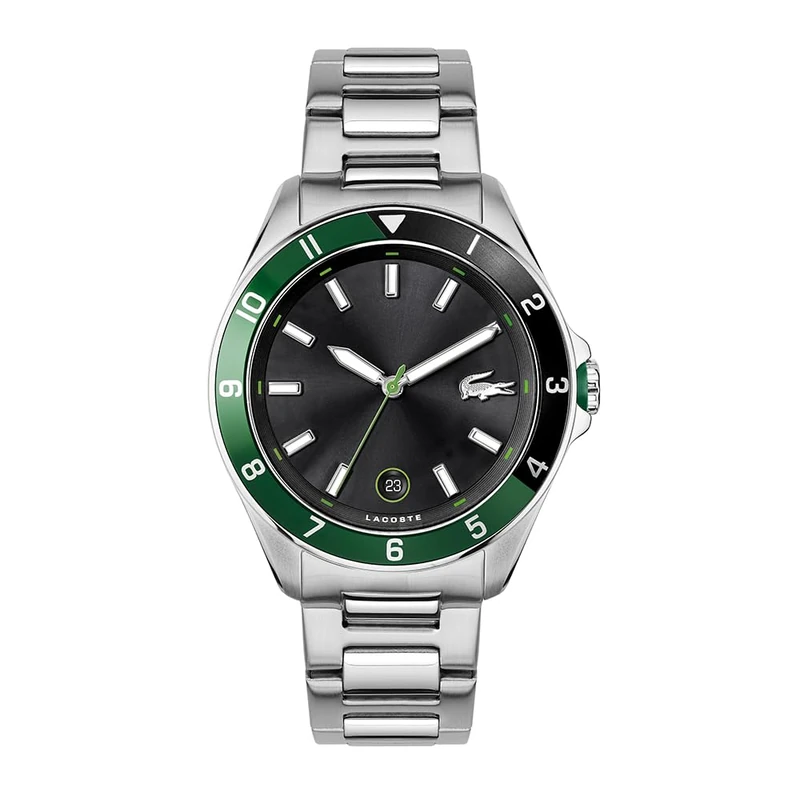 Lacoste Analogue Quartz Watch for Men TIEBREAKER Collection with Silver Stainless Steel Bracelet - 2011129