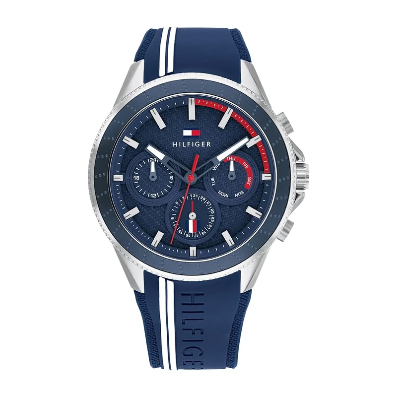 Tommy Hilfiger Analogue Multifunction Quartz Watch for Men with Blue Silicone Bracelet - 1791859