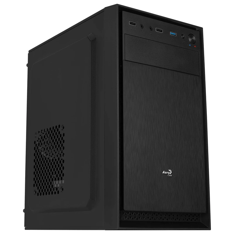 Aerocool CS104 MicroATX PC Case Brushed Aluminium 12cm Fan Black