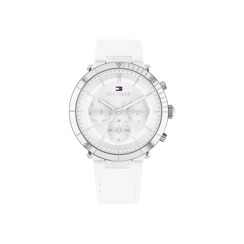 Tommy Hilfiger Analogue Multifunction Quartz Watch for Women with White Leather Strap - 1782352