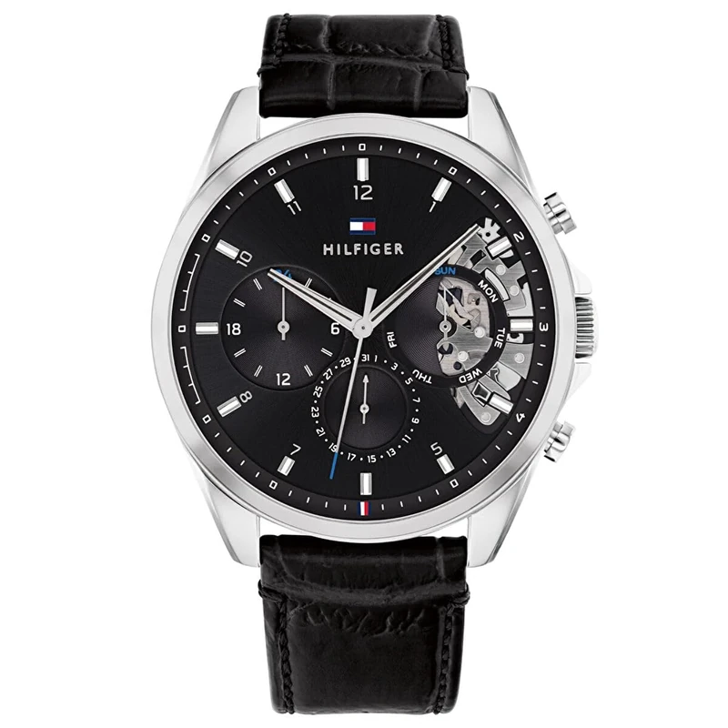 Tommy Hilfiger 1710449 Analogue Quartz Watch - Black Leather, 5ATM