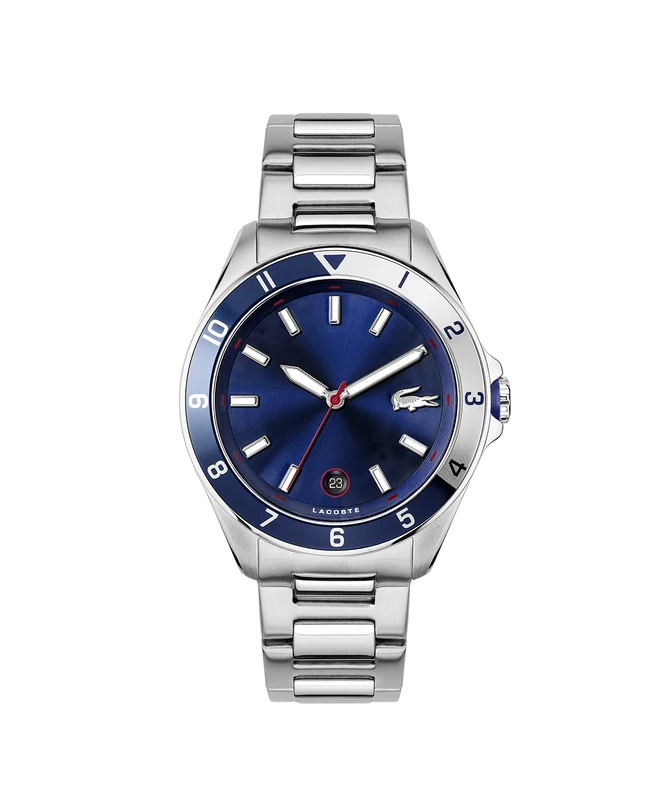 Lacoste Analogue Quartz Watch for Men TIEBREAKER Collection with Silver Stainless Steel Bracelet - 2011127