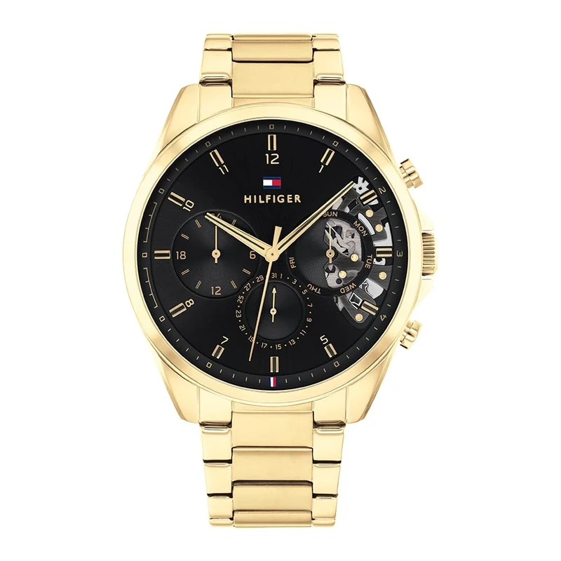 Tommy Hilfiger Analogue Multifunction Quartz Watch for Men with Gold Colored Stainless Steel Bracelet - 1710447