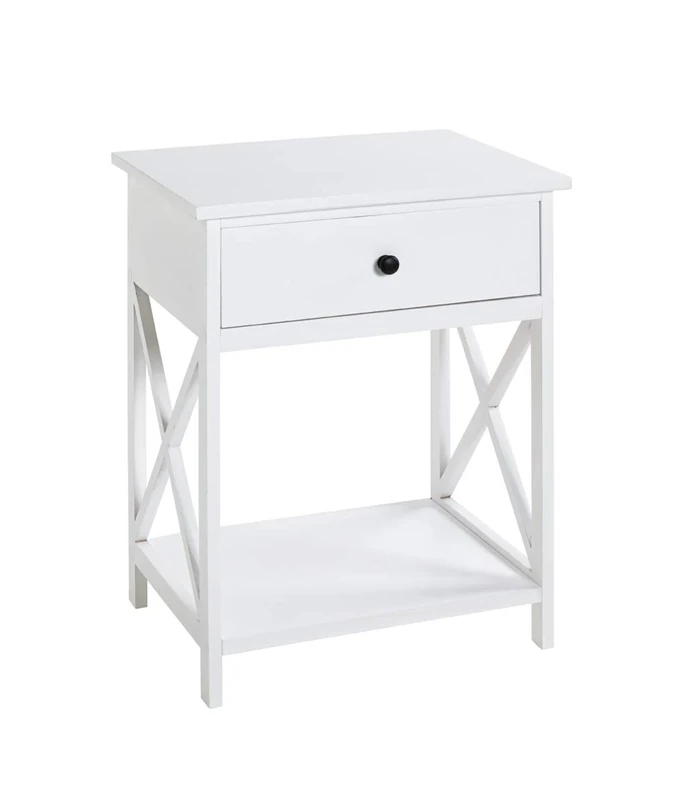 HAKU Möbel End Table White, Mdf - Size: W 46 cm X H 60 cm X D 35 cm, Style: Scandinavian
