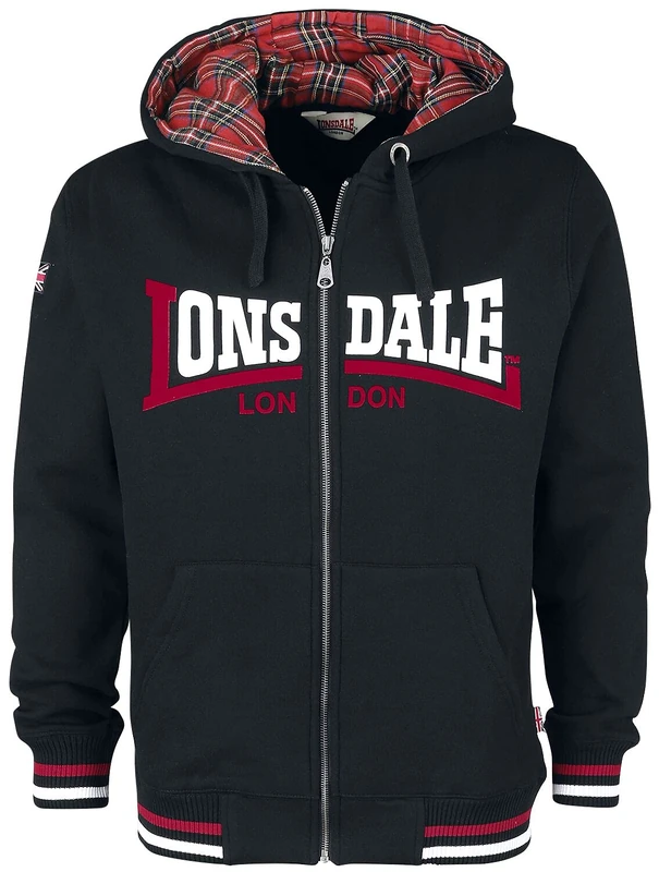 Lonsdale Men's Nateby hoodie, mens, Hooded Sweatshirt, 117081, black, L
