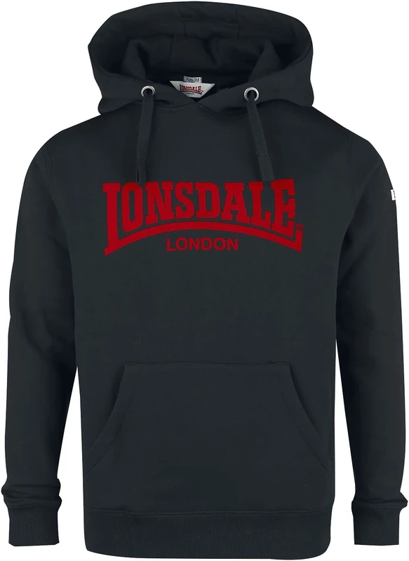 Lonsdale Men's hooded one tone hoodie Black