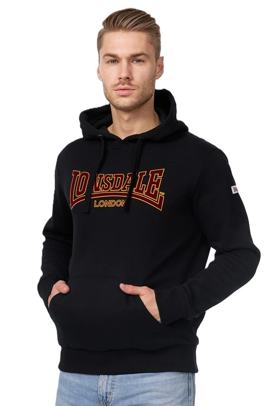 Lonsdale Men's hooded classic Ll002 hoodie Black - Image 1