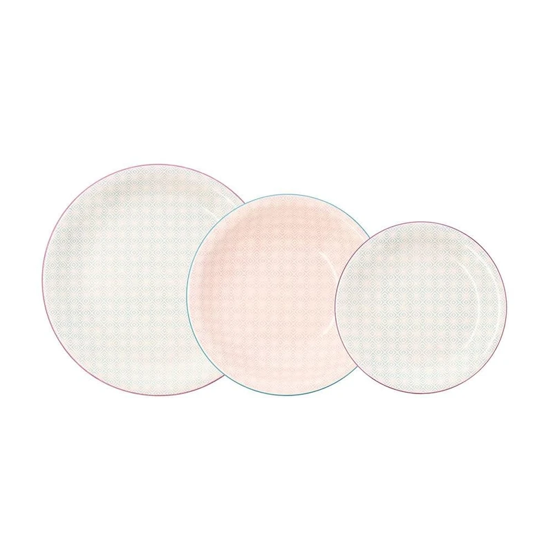 Quid Soft Vita 18-Piece Dinnerware Set, Ceramic, Fuchsia, Turquoise and White, 32 x 30 x 30 cm