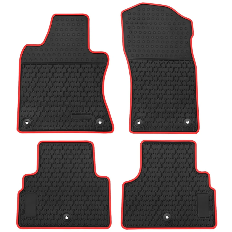 Matericuo Car Rubber Floor Mat for Infiniti Q50 2014-2021 Custom Fit Black Red Auto Liner Mats All Weather Protection Heavy Duty Odorless