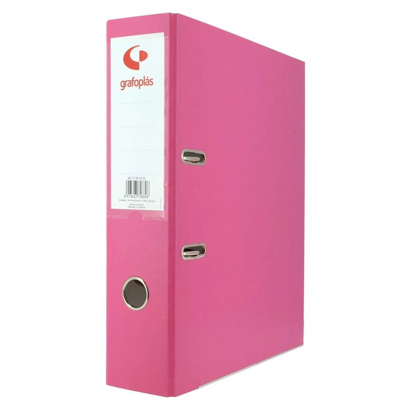 Grafoplás 27269554. Pack of 12 Lever Arch Folders, A4, 65 mm Rings, Pink, Polypropylene Lined, Eyelet in Back, Grafcolor Series