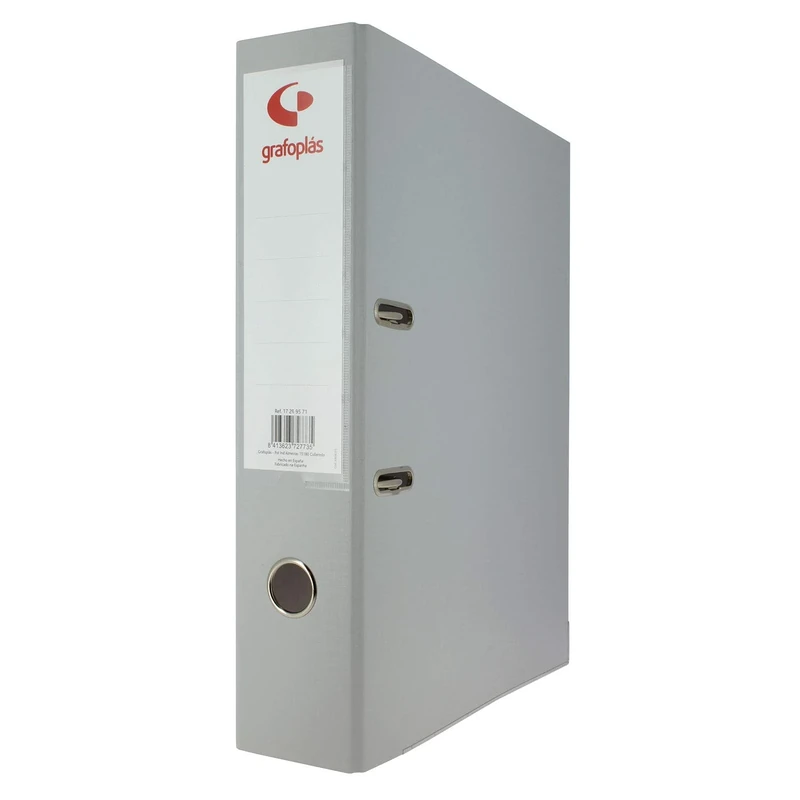 Grafoplás 27269571. Pack of 12 Lever Arch Folders, A4, Rings 65 mm, Grey, Polypropylene Lined, Eyelet in Spine, Grafcolor Series