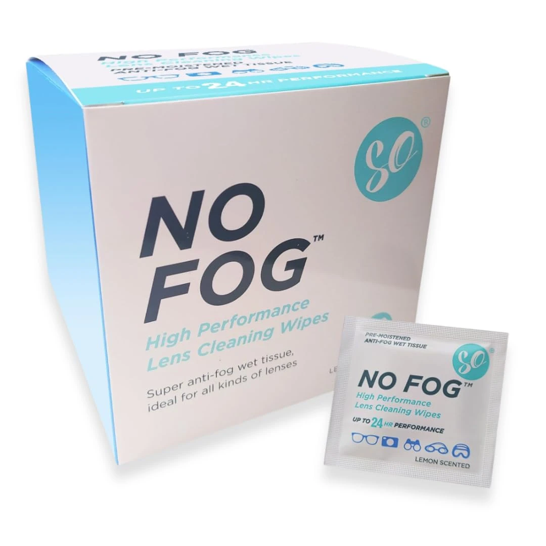 SO No Fog Lens Wipes for Glasses - 100 Pack of High-Performance Spectacle Wipes - Anti Fog Glasses Cleaner, Individually Wrapped and Suitable For All Lenses
