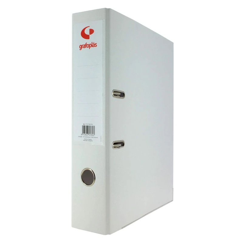 Grafoplas - Pack of 12 Lever Arch Files, A4, Rings 65 mm, White, Polypropylene Lined, Spine Eyelet, Grafcolor Series