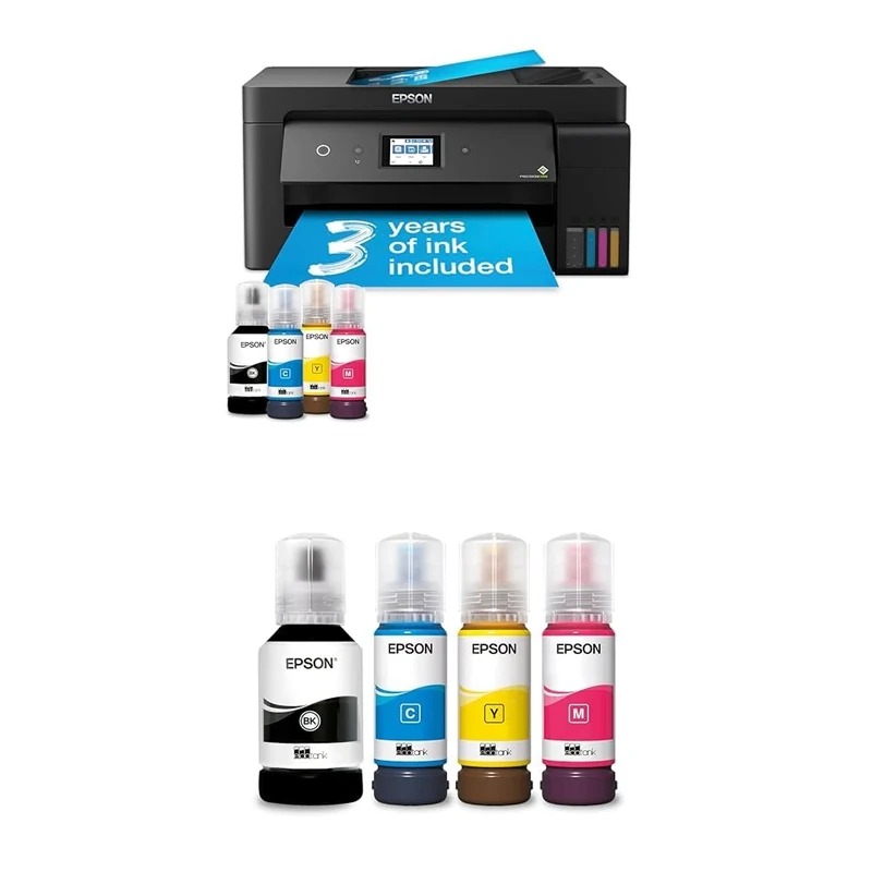 Epson EcoTank ET-15000 A3 Print/Scan/Copy Wi-Fi Printer, Black with Additional Ink Bottle Multipack