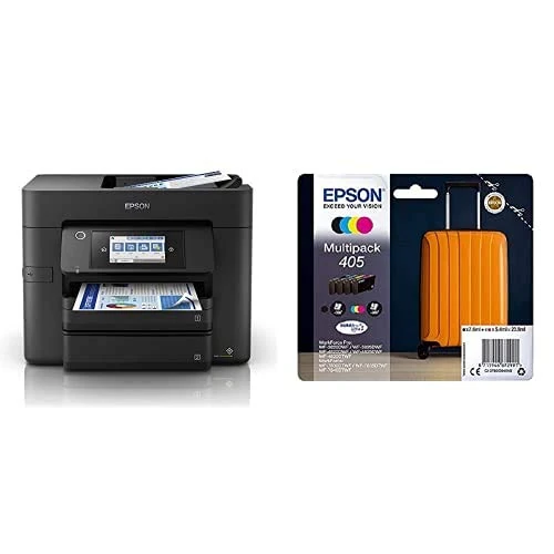 Epson WorkForce WF-4830 All-in-One Wireless Colour Printer with Scanner, Copier, Fax, Ethernet, Wi-Fi Direct and ADF, Black with Additional Ink Multipack