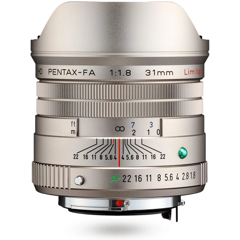 HD Pentax-FA 31mmF1.8 Limited Silver Limited Lens Wide-angle prime lens, High-performance HD coating, SP coating, Round diaphragm, Machined aluminum body