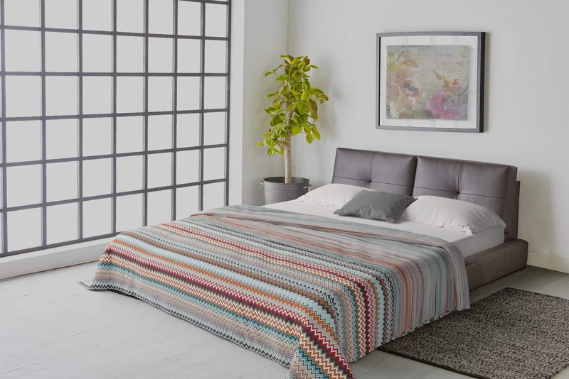 Italian Bed Linen “ Athena” Summer Quilt, Rabat Multicolore, Double
