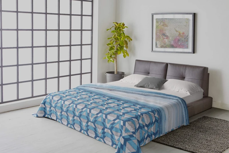 Italian Bed Linen “ Athena” Summer Quilt, Belek Azzurro, Double