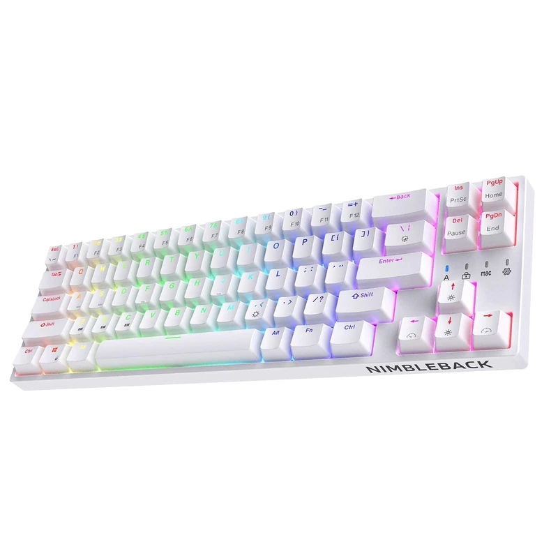 LTC NB681 Nimbleback Wired 65% Layout Mechanical Keyboard, RGB Backlit Ultra-Compact 68 Keys Gaming Keyboard with Hot-Swappable Tactile Brown Switch and Stand-Alone Arrow/Control Keys, White - Image 1