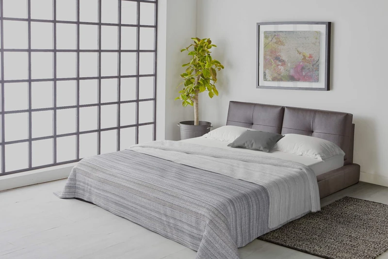 Italian Bed Linen “ Athena” Summer Quilt, Cotton, Medina Grigio, Double