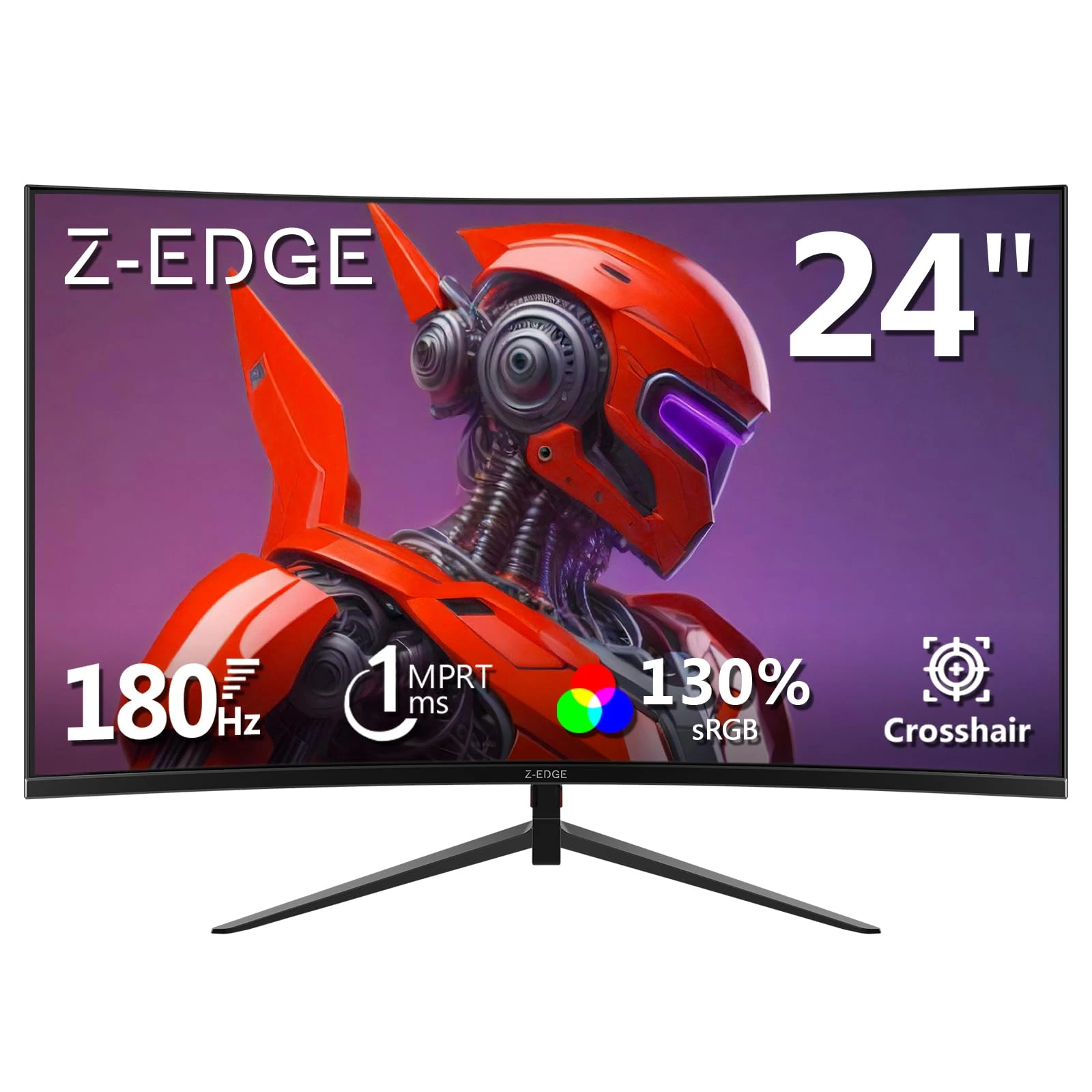 Z-Edge 24 Inch Curved Gaming Monitor 180Hz 1ms MPRT, 16:9 Full HD 1080P LED Monitor, VA Panel, 300cd/m² Brightness, FreeSync, HDMI & DisplayPort - Black