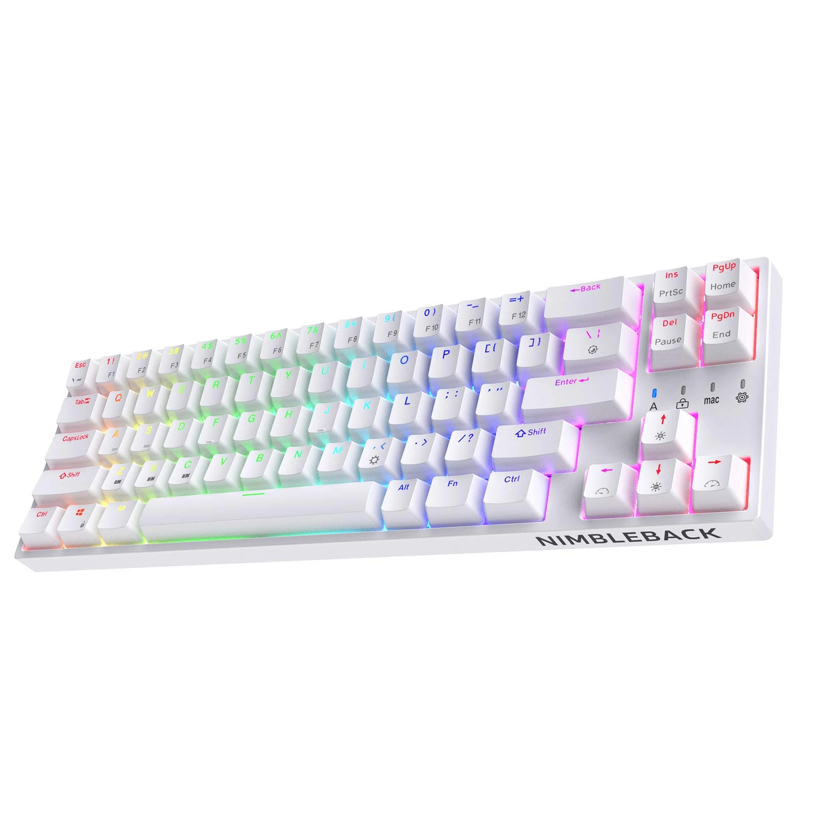 LTC NB681 Nimbleback Wired 65% Layout Mechanical Keyboard, RGB Backlit Ultra-Compact 68 Keys Gaming Keyboard with Hot-Swappable Liner and Quiet Red Switch and Stand-Alone Arrow/Control Keys，White