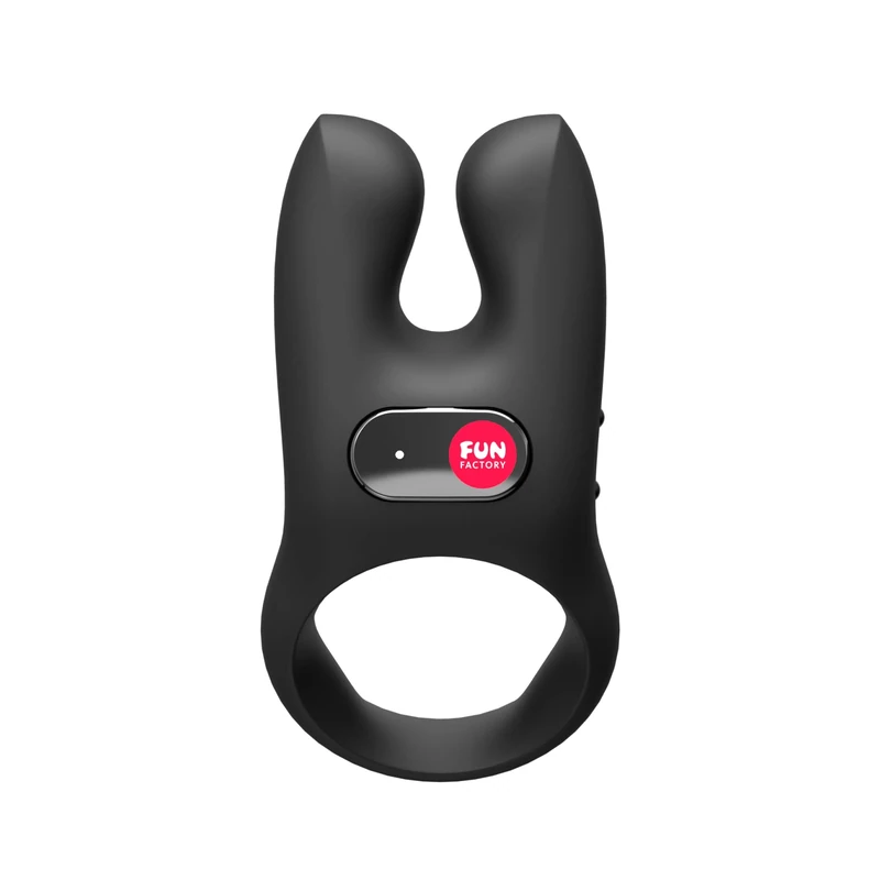 Fun Factory NŌS - Cock Ring for Couples with Clitoris Vibrator - Sync Your Orgasms - Stronger erections, Waterproof, 5 Patterns (Black)