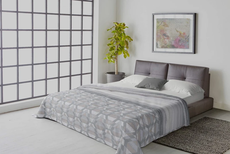 Italian Bed Linen “ Athena” Summer Quilt, Belek Grigio, Double