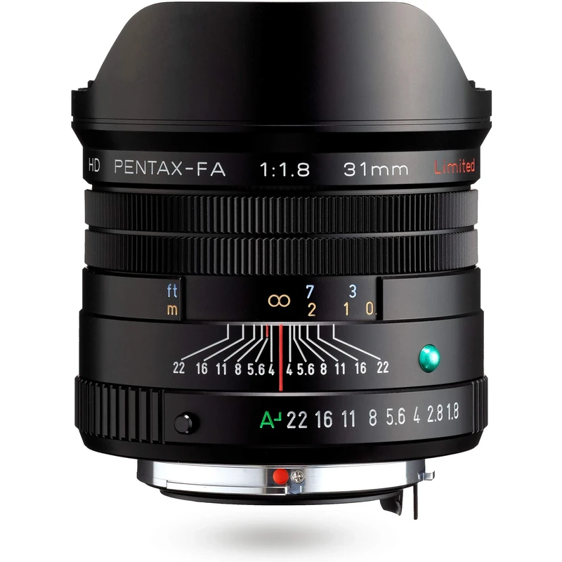 HD Pentax-FA 31mmF1.8 Limited Black Limited Lens Wide-angle prime lens, High-performance HD coating, SP coating, Round diaphragm, Machined aluminum body