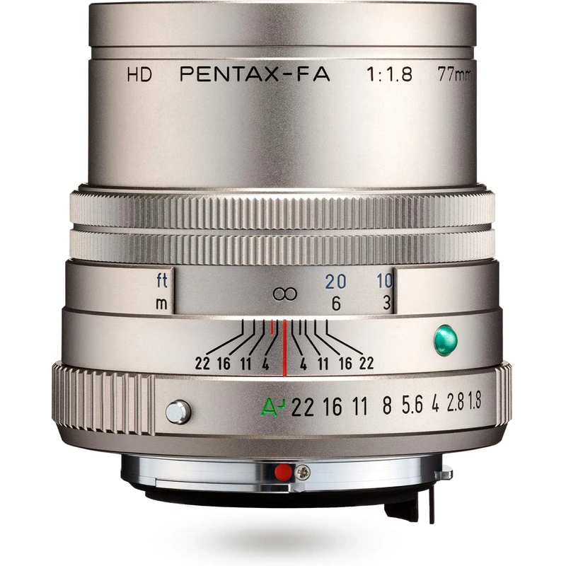 HD Pentax-FA 77mmF1.8 Limited Silver Limited Medium telephoto prime lens, High-performance HD coating, SP coating, Round diaphragm, Machined aluminum body