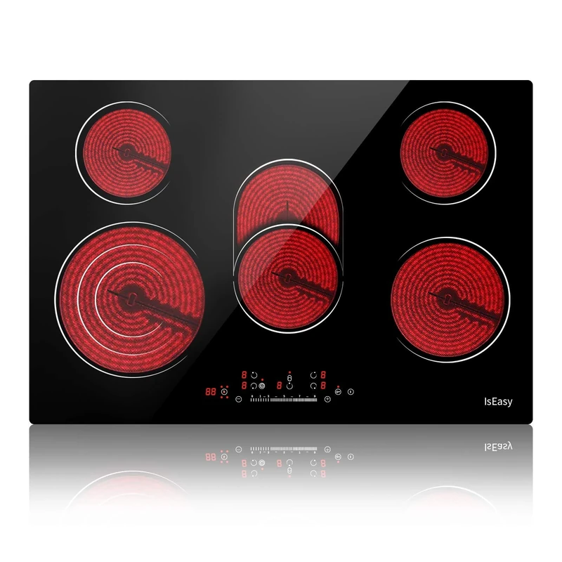 IsEasy 77cm Built-in Ceramic Hob - 8600W, 5 Zones, Touch Control
