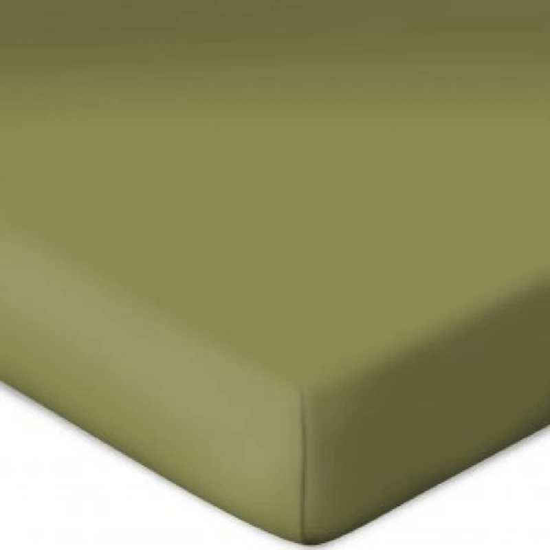 Bassetti Topper 9302406 Fitted Sheet Plain Olive 664 Cotton and Elastane 90 x 190 cm 100 x 220 cm - Image 1
