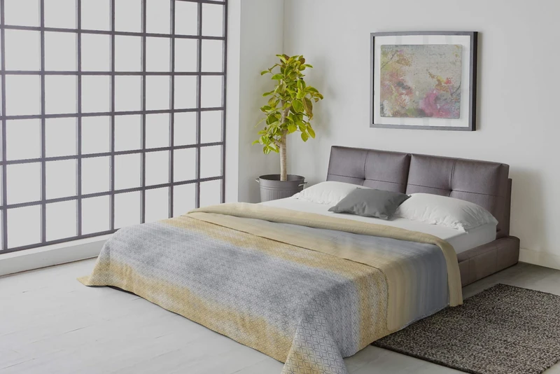 Italian Bed Linen “ Athena” Summer Quilt, Dakar Giallo, Double